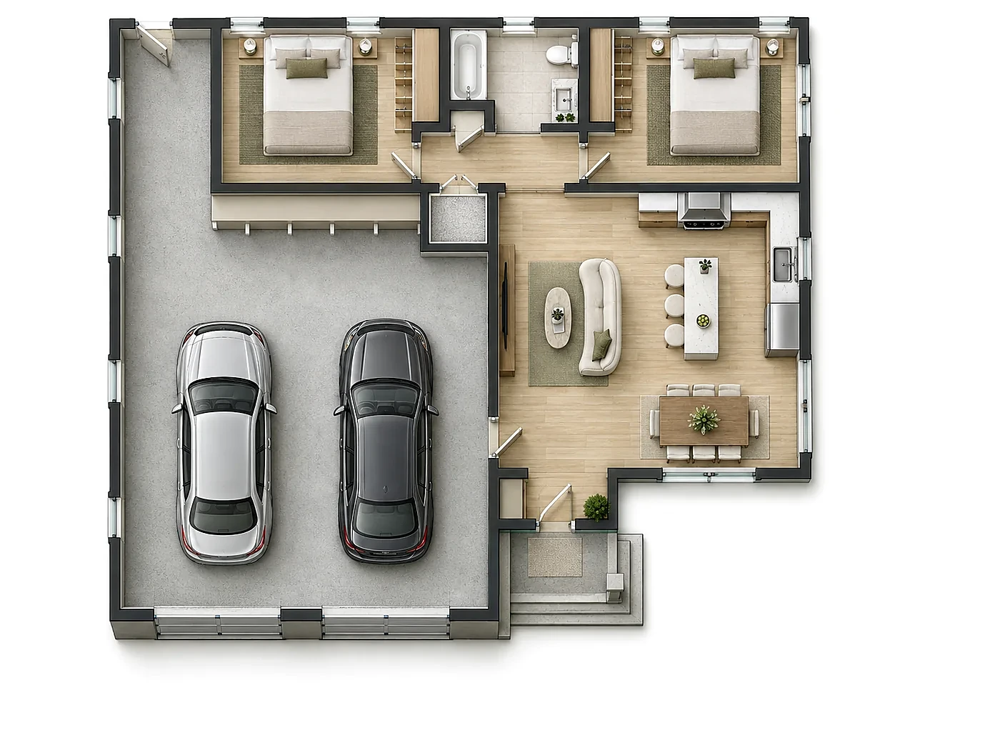 Concept floor plan, garage-attached ADU