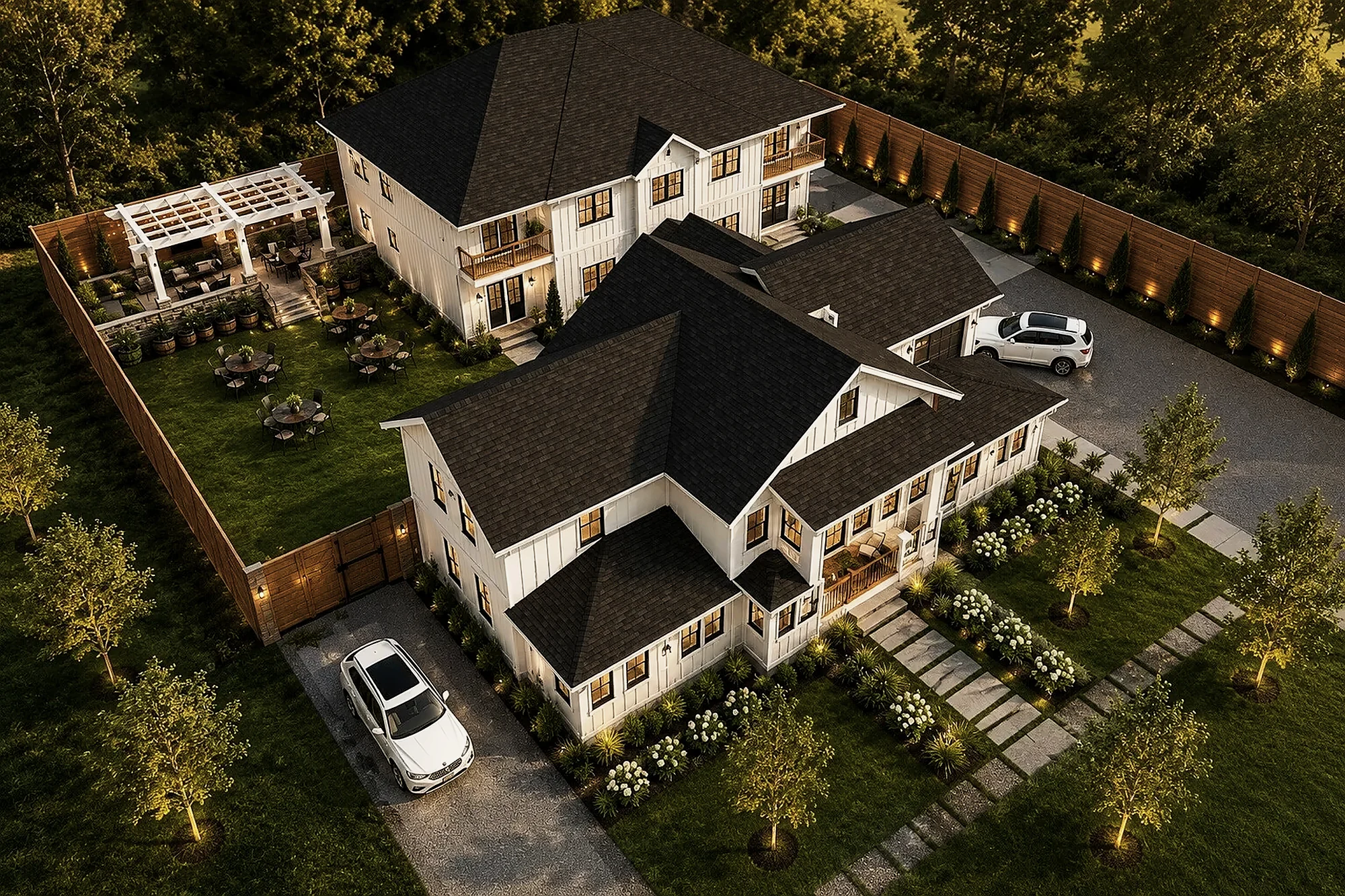 Gardner condominiums — renovation and new rear building, aerial view