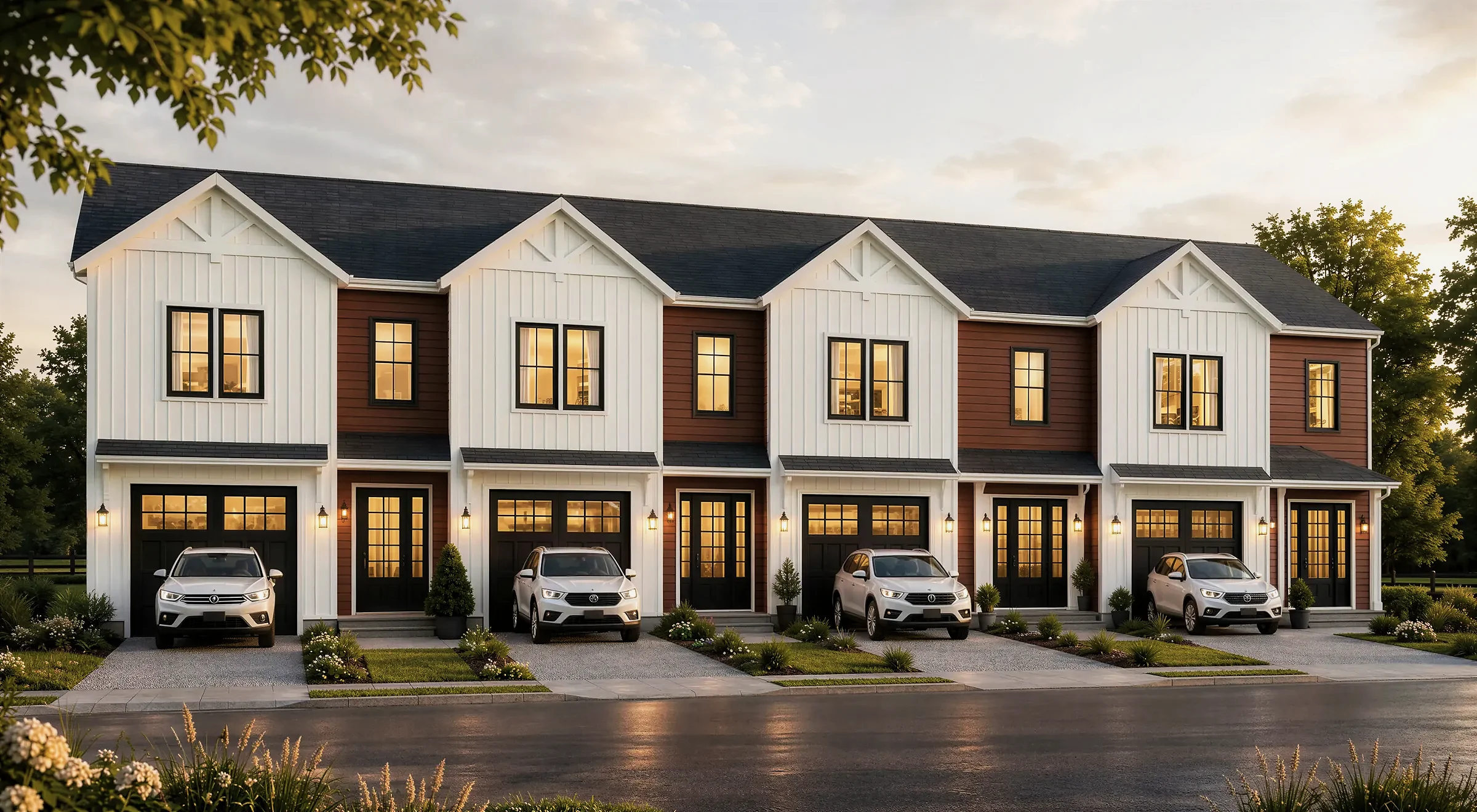 Three-unit townhouse development — design rendering