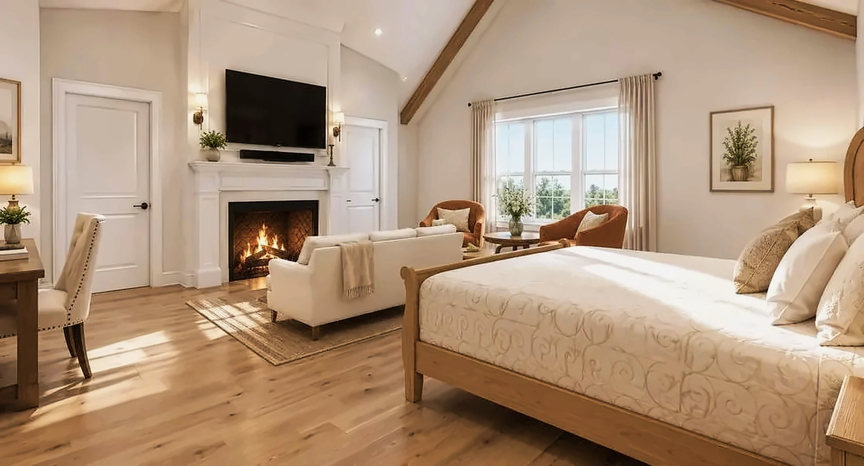Primary suite with fireplace