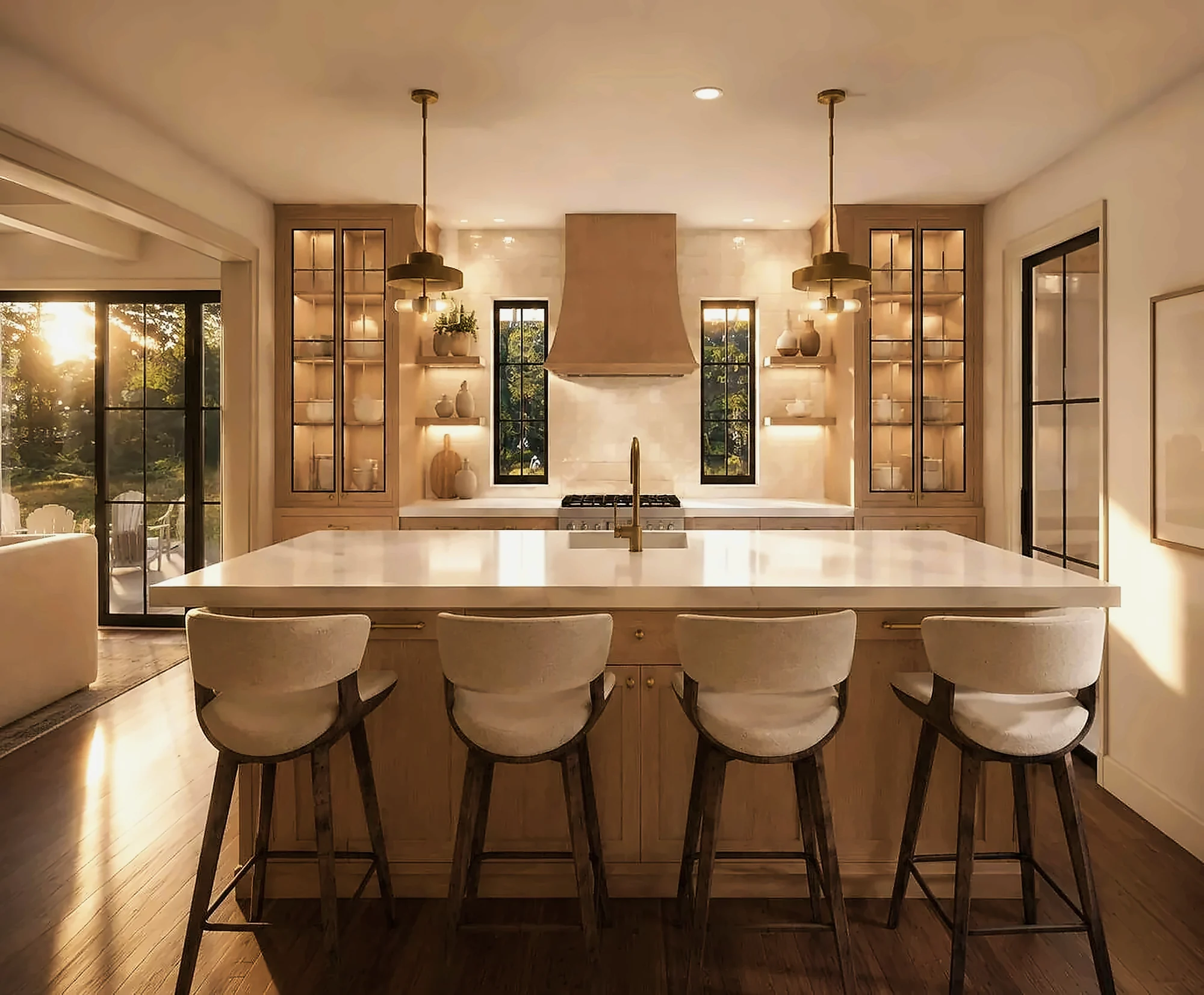 Remodeled kitchen with an oak island